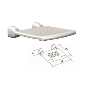 SEDILE RIBALTABILE DA MURO ACCIAIO LACCATO BIANCO 42x47 cm.