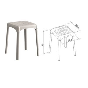 SGABELLO BAGNO 30.5X30.5XH42 QUADRATO PP/ALLUMINIO BIANCO
