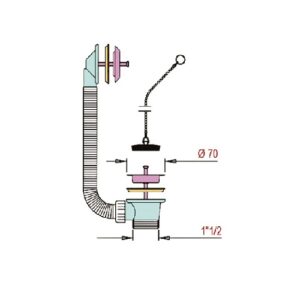 PILETTA VASCA PP 1"1/2 C/TUBO FLESSIBILE