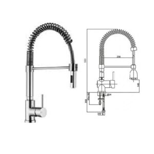 PROFESS. LAVELLO CUCINA C/MOLLA MISCELATORE CROMATO