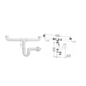 SIFONE PP 1"1/2 x 40 LAVELLO 2 VIE C/ATTACCO LAVATRICE