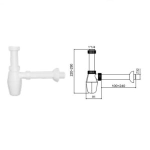 SIFONE PP 1"1/4x32 LAVABO A BOTTIGLIA