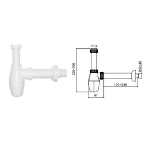 SIFONE PP 1"1/4x40 LAVABO A BOTTIGLIA