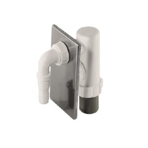 SIFONE LAVATRICE AD INCASSO C/PIASTRA ACCIAIO INOX USCITA &Oslash;40-50 mm.