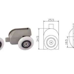 COPPIA CUSCINETTI SING. RUOTA D.25 ATTACCO INFERIORE NYLON GRIGIO