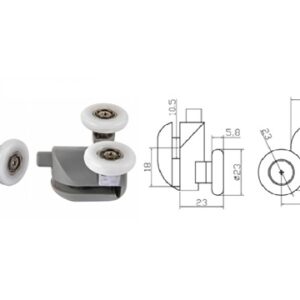 COPPIA CUSCINETTI DOPPIA RUOTA D.23 ATTACCO INFERIORE NYLON GRIGIO